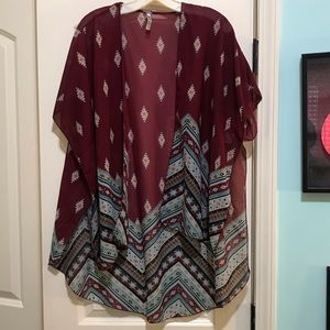 Burgundy Tribal Print Cardigan